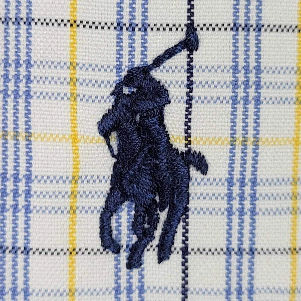 Polo Ralph Lauren Shirt Yarmouth Oxford Men's L 16 Plaid Yellow LS Button Down